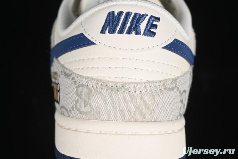 Nike SB Dunk Low Gucci Collaboration - Smoke Blue Anniversary High-End Custom Low-Top Casual Skate Shoes - XX2025-801