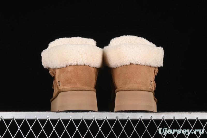 UGG Classic Mini II Fur Lace-Up Platform Short Boots with Treadlite Outsole - 1143954