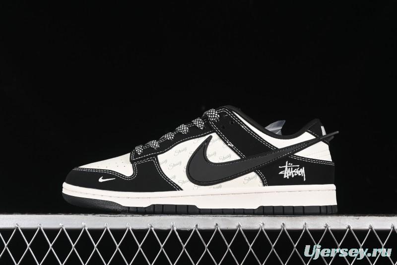 Nike SB Dunk Low x AMBUSH x Stussy Collaboration - Black Stitch Anniversary Custom Low-Top Casual Sneakers - XX2025-358