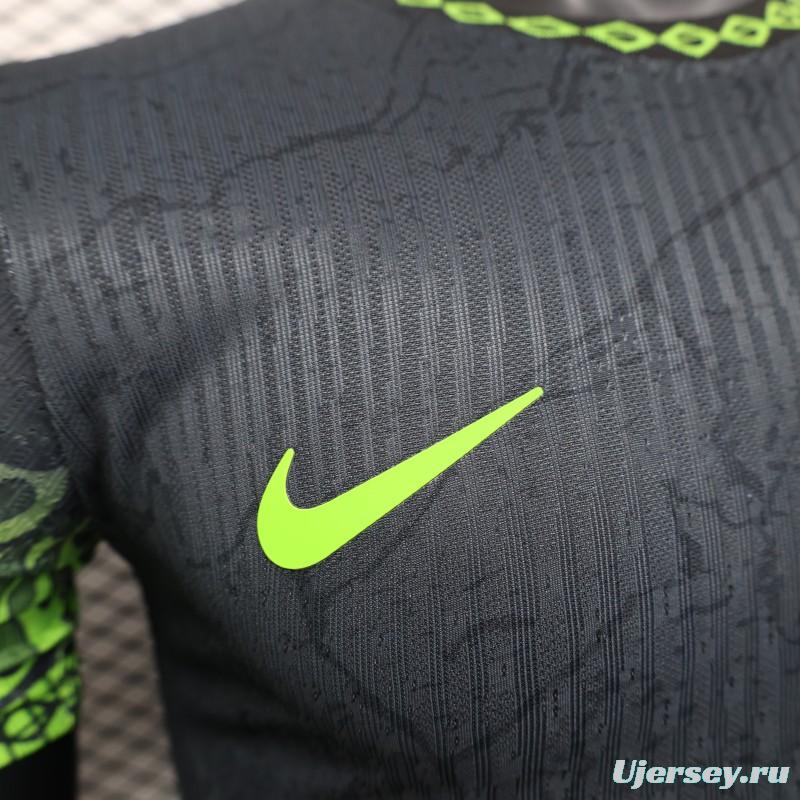 Player Version 2025 Brazil Dark Grey with Neon Green Flame Jersey