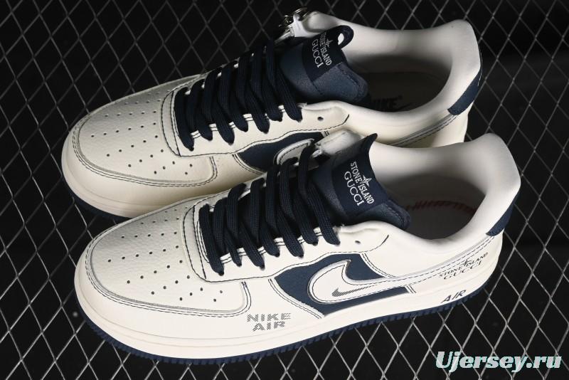 Nike Air Force 1 '07 Low Gucci Stone Island Collaboration - Off White Graphite Low-Top Casual Sneakers - KK1988-013