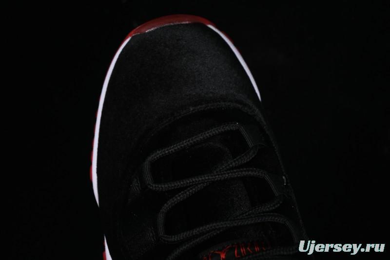 Nike Air Jordan 11 Retro "Bred Velvet" Basketball Shoes with Velvet Overlay - DB5457-061