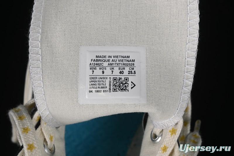 Converse Chuck 1970s High-Top Sneakers with Gold Star Accents and Classic Black & White Design - A12462C