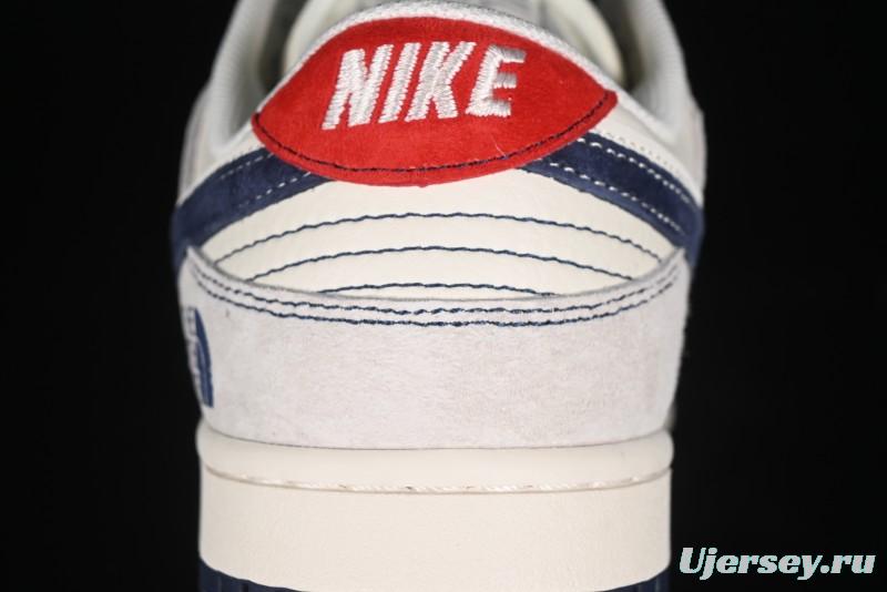 Nike SB Dunk Low The North Face Collaboration - Grey Pigskin Navy Swoosh Anniversary Custom Low-Top Casual Skate Shoes - SJ1089-012