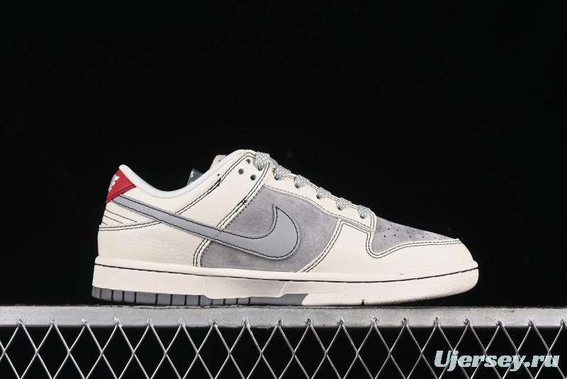 Nike SB Dunk Low Stussy Collaboration - Light Grey White Anniversary High-End Custom Low-Top Casual Skate Shoes - SJ2068-302