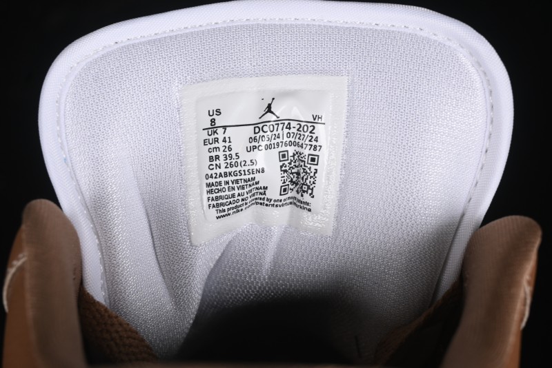 Nike Air Jordan 1 Low AJ1 White Tan Low-Top Casual Sneakers - DC0774-202