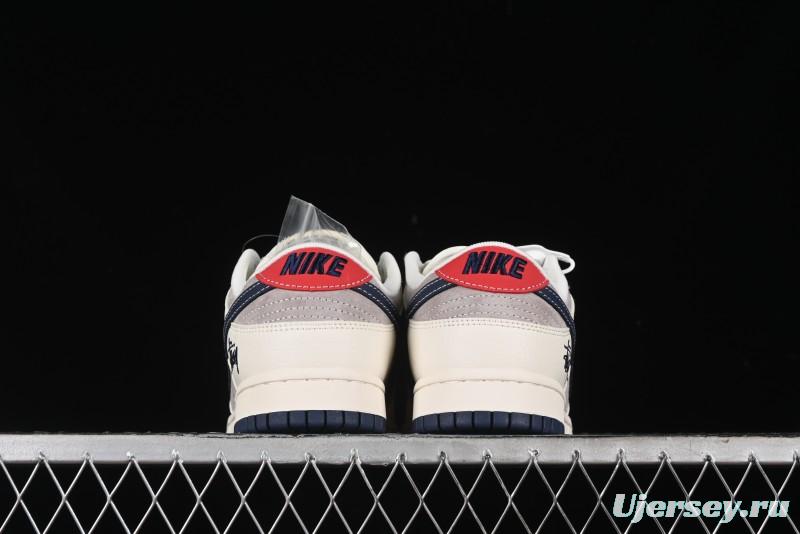 Nike SB Dunk Low Stussy Anniversary High-End Custom Sneakers with Blue Swoosh - SJ1089-003