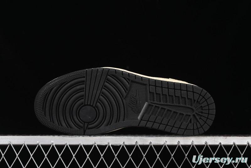 Nike Travis Scott x Fragment Design x Air Jordan 1 Low OG SP AJ1 Bape Collaboration - Crocodile Leather Black White Blue Low Top Casual Sneakers - XZ2828-001