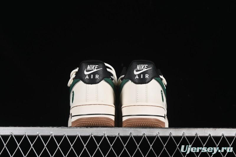 Nike Air Force 1 '07 Low Bape Collaboration - Beige Green Gum Pull Tab Casual Sneakers SJ1198-100