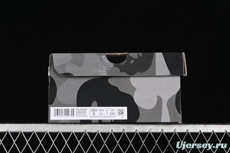 Nike Travis Scott x Fragment Design x Air Jordan 1 Low OG SP AJ1 Bape Collaboration - Crocodile Leather Black White Blue Low Top Casual Sneakers - XZ2828-001