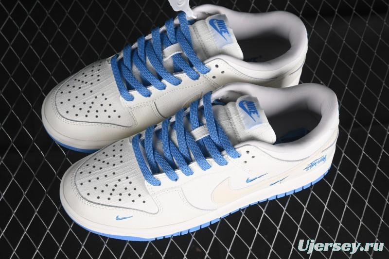 Nike SB Dunk Low Stussy Series - Woven Colorful White Swoosh Anniversary Custom Low-Top Casual Skate Shoes - KK1888-014