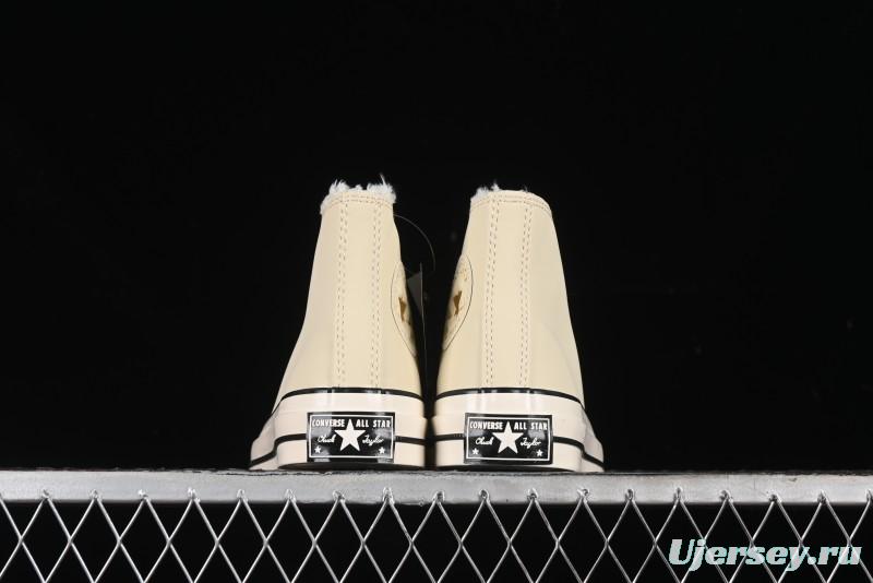 Converse Chuck 1970s Winter Waterproof Leather High-Top Sneakers with Gold Eyelets and Fleece Lining - A12443C