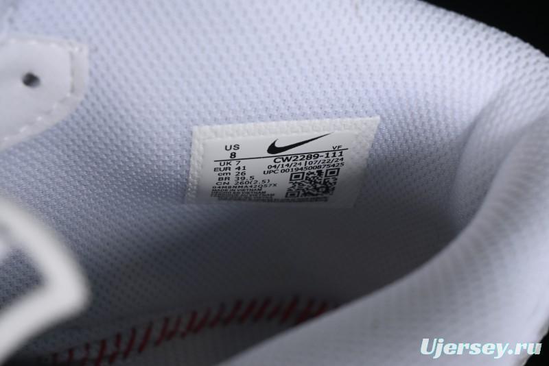 Nike Air Force 1 '07 Mid Casual Sneakers in White/Grey/Black with Hand-Painted Cracked Swoosh Shadow Detail - CW2289-111