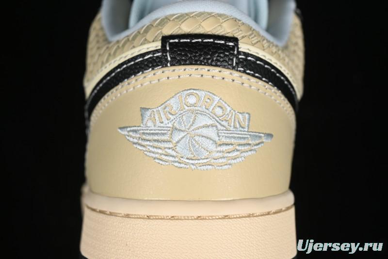 Nike Air Jordan 1 Low "Coconut Milk Black" Casual Basketball Shoes with Contrast Swoosh - HQ3437-101