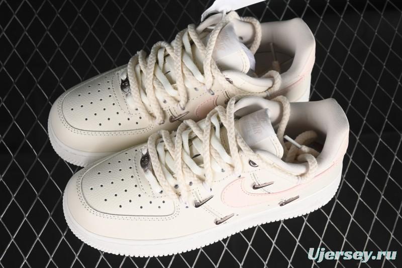 Nike Air Force 1 '07 Low Pink Deconstructed Swoosh Casual Sneakers - FC8110-181