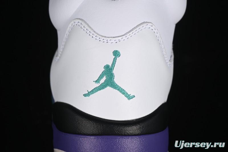 Nike Air Jordan 5 Retro Sneakers in White and Purple Grape Colorway - 136027-108