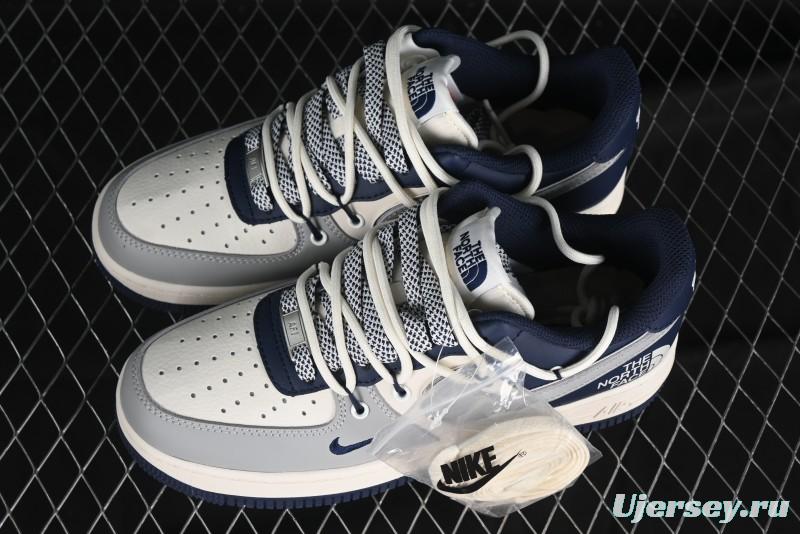 Nike Air Force 1 '07 Low The North Face Collaboration - Grey Blue Drawstring Low-Top Casual Sneakers - SJ1198-700