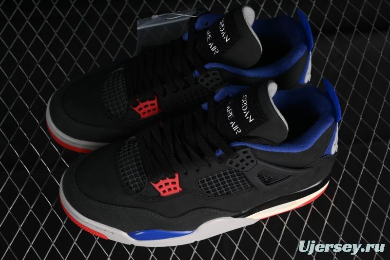 Nike Air Jordan 4 Retro Basketball Shoes in Black, Blue and Neutral Grey - FV5029-003