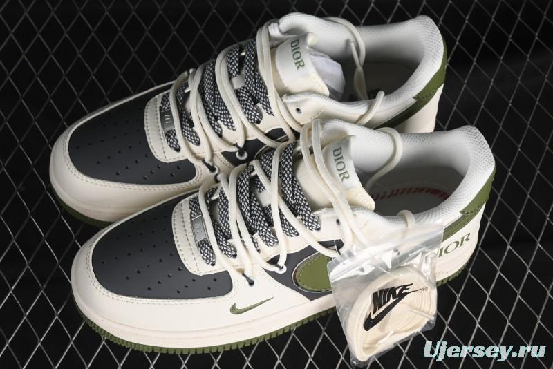 Nike Air Force 1 '07 Low Dior Collaboration - White Green Drawstring Casual Sneakers - SJ1198-200