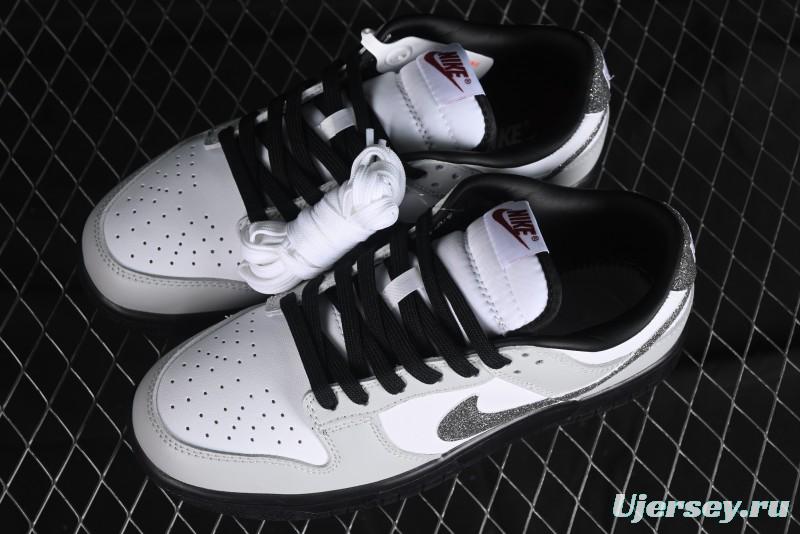 Nike Dunk Low "Glitter Swoosh" Light Silver SB Low-Top Casual Skate Shoes - HQ3462-191