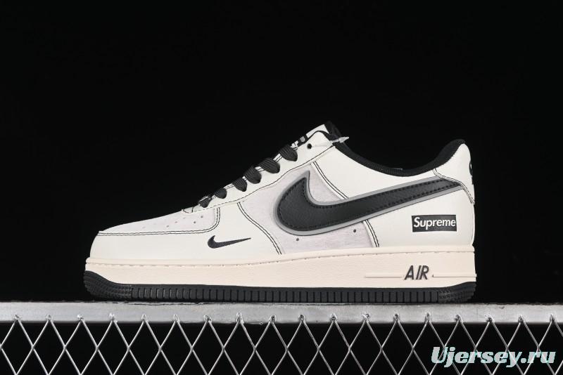 Nike Air Force 1 '07 Low Supreme Collaboration - Beige Grey Pigskin Low-Top Casual Sneakers - XZ6188-018