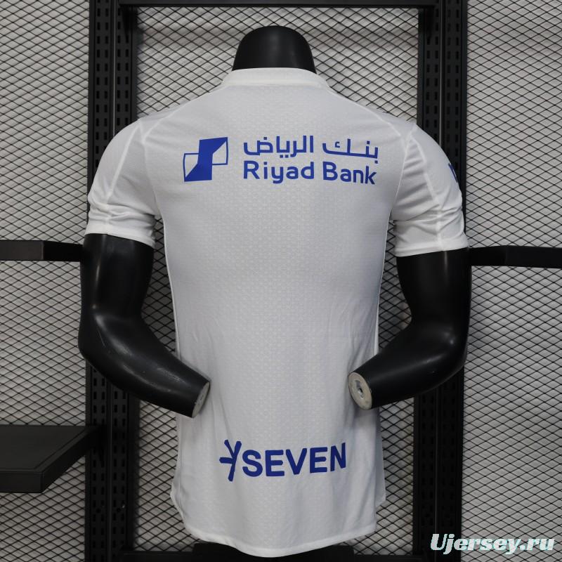 Player Version 25/26 Al-Hilal Away White with Blue Details and SAVVY Games Group Sponsor Jersey