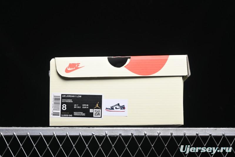 Nike Air Jordan 1 Low Stussy Collaboration - Blue Red Custom High-End Retro Basketball Shoes - SJ9950-049