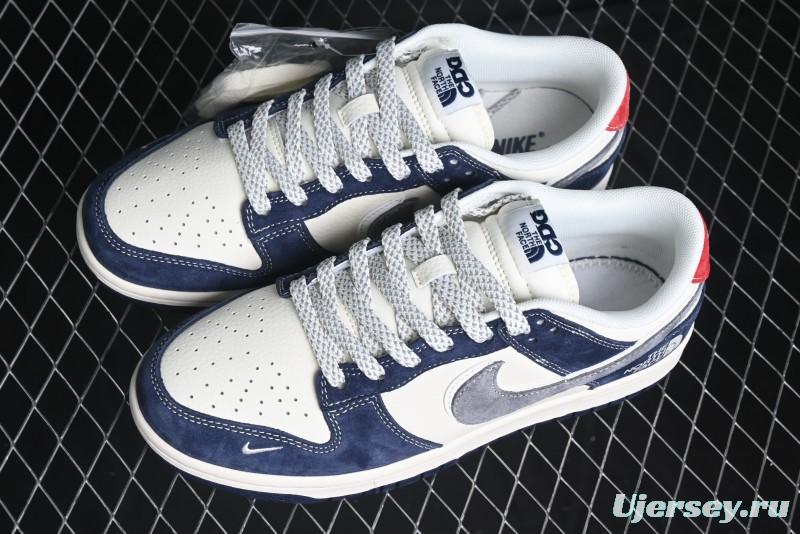 Nike SB Dunk Low The North Face Collaboration - Light Blue Grey Check Anniversary High-End Custom Low-Top Casual Skate Shoes - YX5066-251