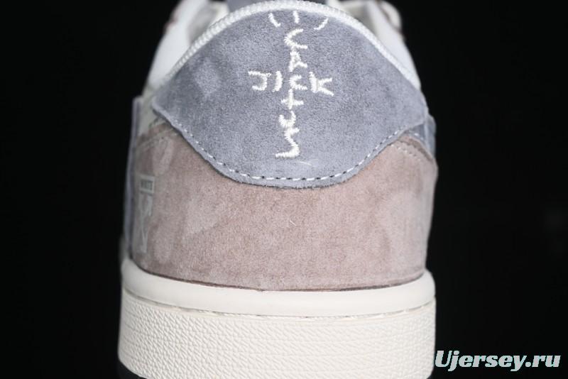 Nike Travis Scott x Fragment Design x Air Jordan 1 Low OG SP AJ1 OF Collaboration - Latte Grey Low Top Casual Sneakers - SJ2068-109