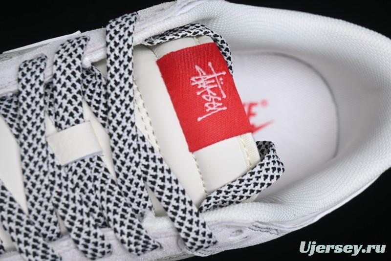 Nike SB Dunk Low Stussy Collaboration - Patchwork Grey White Swoosh Anniversary Custom Low-Top Casual Sneakers - YX5066-218
