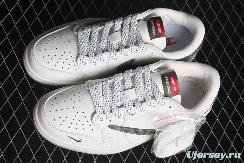 Nike Travis Scott x Fragment Design x Air Jordan 1 Low OG SP AJ1 Supreme Collaboration - Light Beige White Low Top Casual Sneakers - JH6088-609