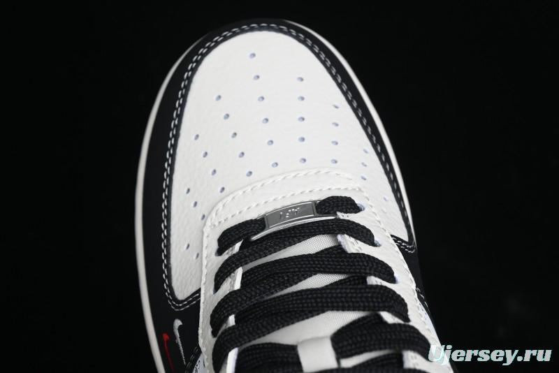 Nike Air Force 1 '07 Low Stussy Collaboration - Black White Mini Swoosh Low-Top Casual Sneakers - SJ6698-010