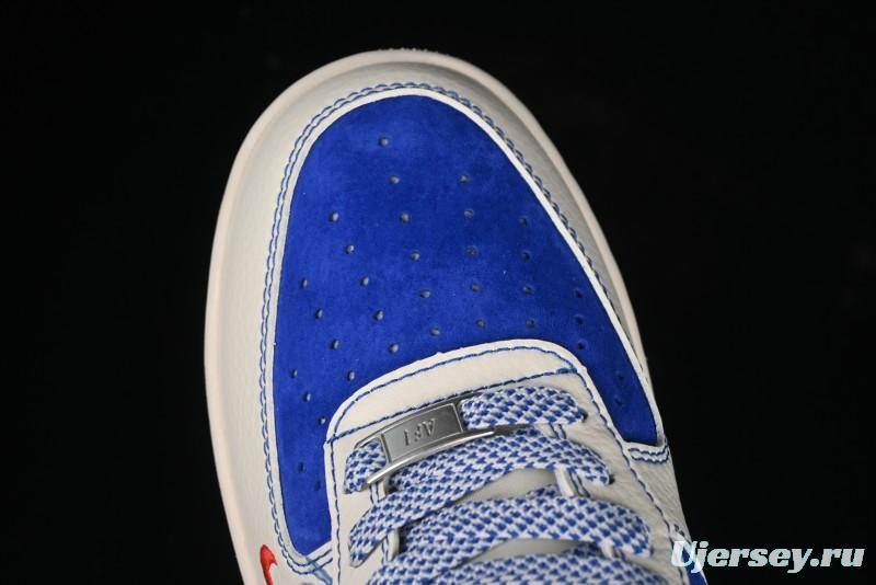 Nike Air Force 1 '07 Low Supreme Collaboration - Off White Navy Blue Low Top Casual Sneakers SJ6698-004