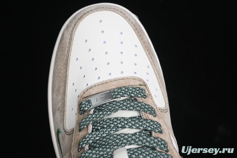 Nike Air Force 1 '07 Low Stussy Collaboration Light Brown Green Low-Top Casual Sneakers - XZ6188-666