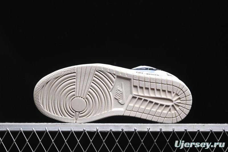 Nike Air Jordan 1 Low AJ1 OF Collaboration - Customized Retro Basketball Shoes with 3D Buttons - DM9188-001