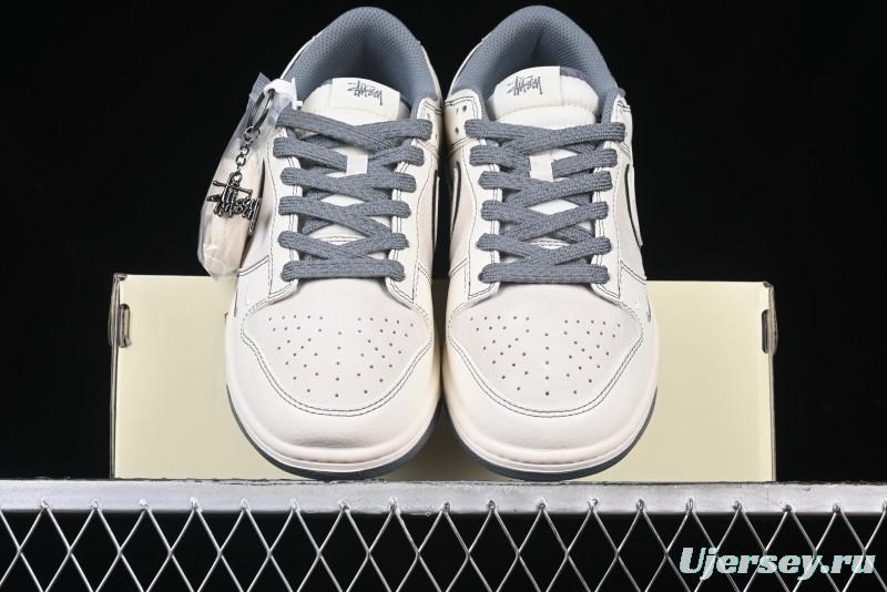 Nike SB Dunk Low Stussy Collaboration - Beige Grey Line Anniversary High-End Custom Low-Top Casual Sneakers - BB7518-007
