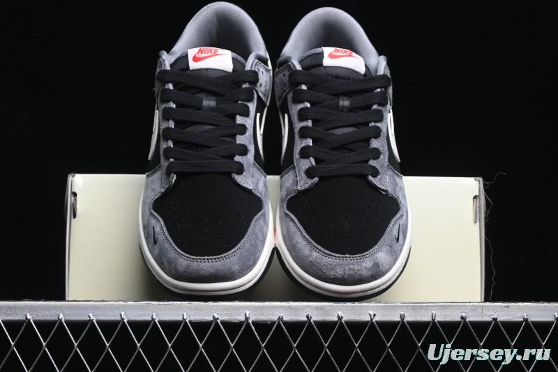 Nike SB Dunk Low Supreme Collaboration - Carbon Black Grey Pig Anniversary High-End Custom Low-Top Casual Skate Shoes - XX3186-206