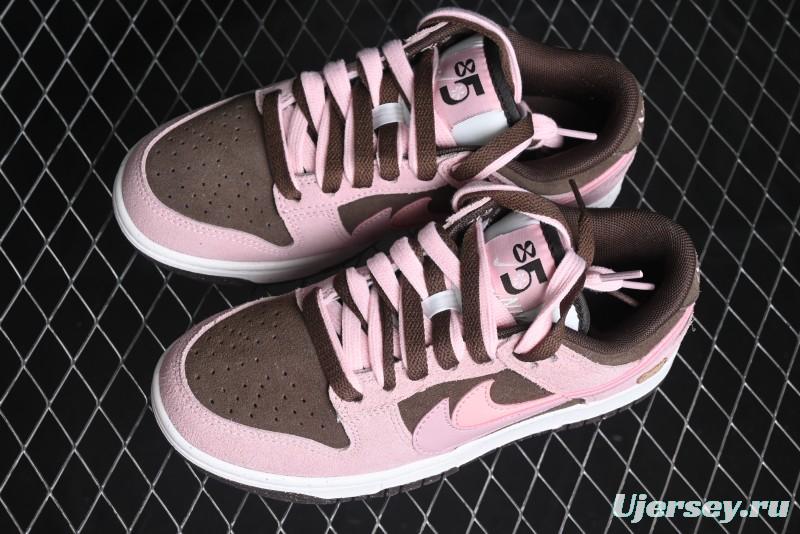 Nike Dunk Low 85 Double Swoosh Series Strawberry Chestnut SB Low Top Casual Skate Shoes - HV1799-161
