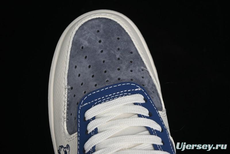 Nike Air Force 1 '07 Low Violent Bear Collaboration - Grey Beige Blue Low-Top Casual Sneakers - KK1988-017