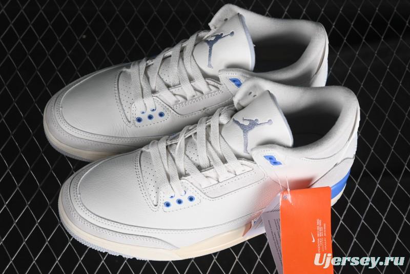 Nike Air Jordan 3 Retro "Lucky Shorts" Basketball Shoes with University Blue and White Colorway - CT8532-101