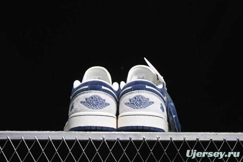 Nike Air Jordan 1 Low AJ1 The North Face Collaboration - Custom High-End Retro Basketball Shoes with Blue Swoosh - DM9188-010