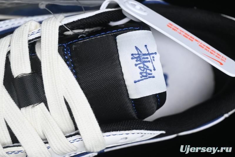 Nike Travis Scott x Fragment Design x Air Jordan 1 Low OG SP AJ1 Stussy Collaboration - Black Blue Line Low Top Casual Sneakers - SJ2068-113