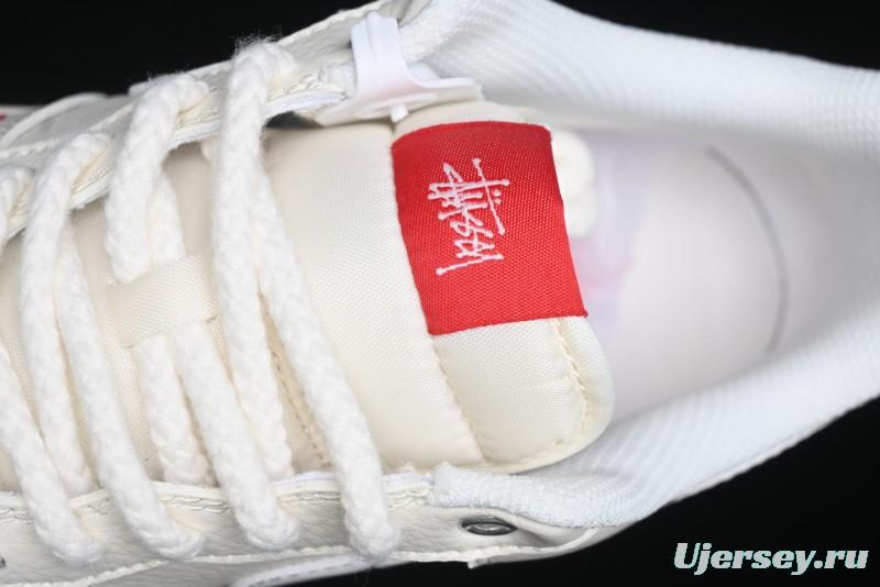 Nike Air Force 1 '07 Low Stussy Collaboration - AF1 White Red Label Low-Top Casual Sneakers - SJ6698-016