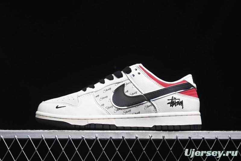 Nike SB Dunk Low Stussy Collaboration - Beige Black Swoosh Silver Edge Anniversary High-End Custom Low-Top Casual Sneakers - XX3168-306
