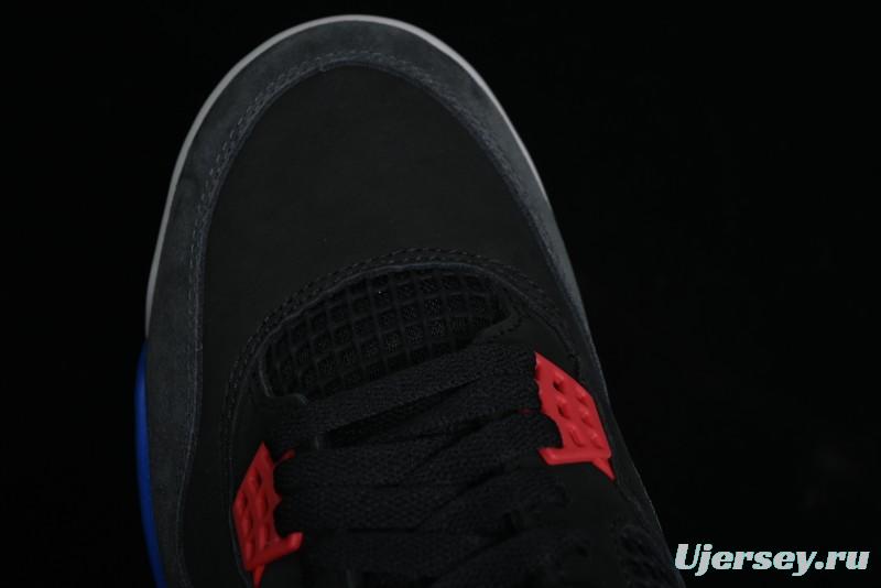 Nike Air Jordan 4 Retro Basketball Shoes with Black-Grey-Blue Color Blocking - FV5029-003