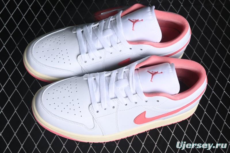Nike Air Jordan 1 Low AJ1 White Pink Low-Top Casual Sneakers - DC0774-109