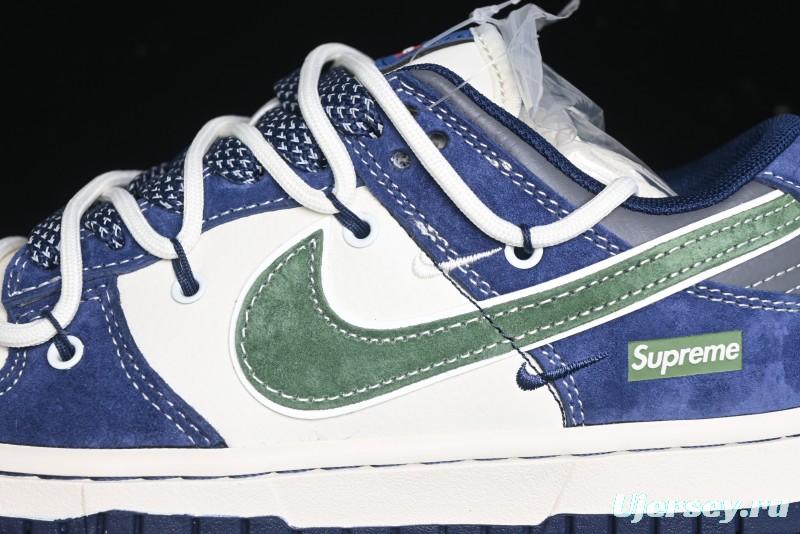 Nike SB Dunk Low Supreme Collaboration - Double Force Blue Lace-Up Anniversary High-End Custom Low-Top Casual Skate Shoes - XS1186-101