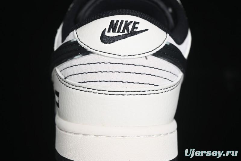 Nike SB Dunk Low Supreme Collaboration - Black Stitch Mini Swoosh Custom Low-Top Casual Skate Shoes - XX3186-302