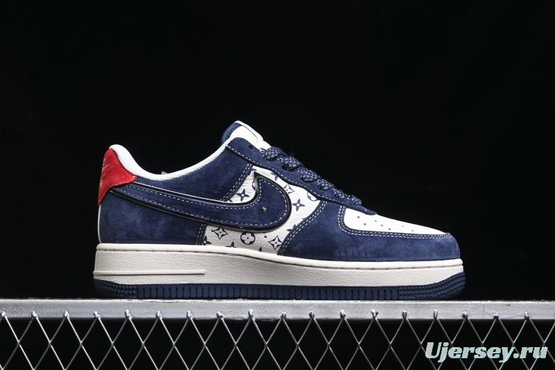 Nike Air Force 1 '07 Low Stussy Collaboration - Navy Red Print Casual Sneakers - XZ6188-350