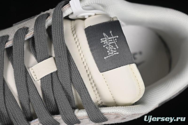 Nike SB Dunk Low Stussy Collaboration - Embroidered Grey Swoosh Anniversary Custom Low-Top Casual Sneakers - MM1089-033